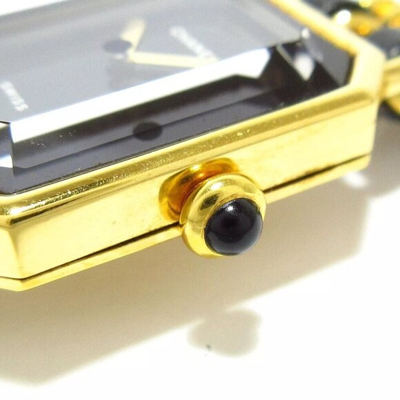 100% Authentic CHANEL Premiere Gold Black Women's Wrist Watch 1464-100524 - Picture 6 of 12